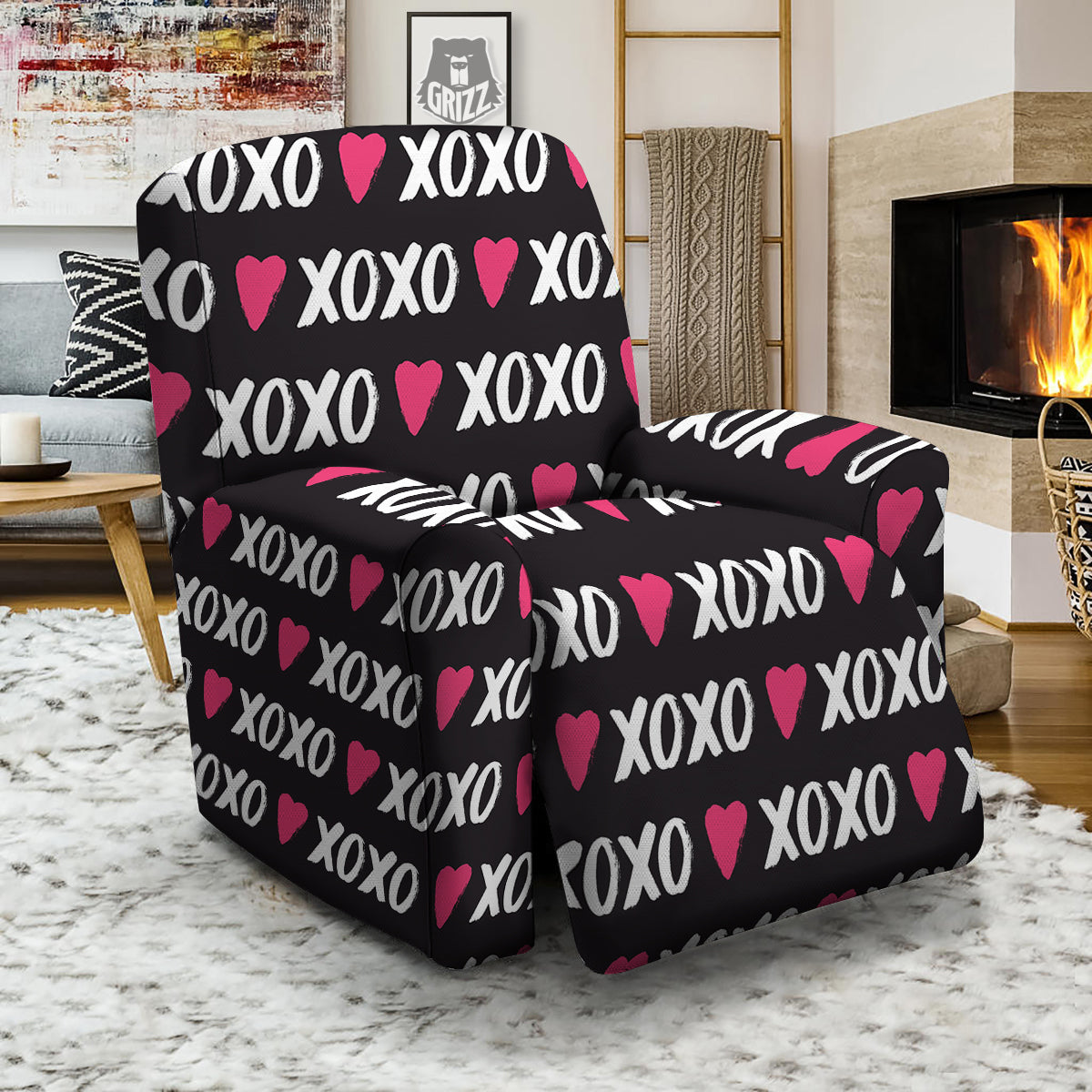 XOXO Valentine's Day Print Pattern Recliner Slipcover-grizzshop