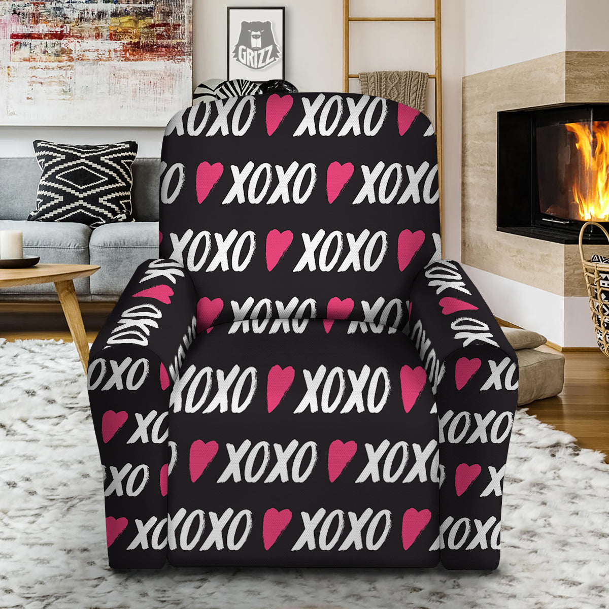 XOXO Valentine's Day Print Pattern Recliner Slipcover-grizzshop