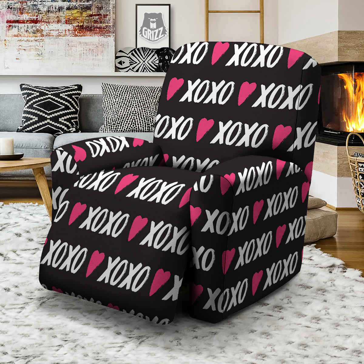 XOXO Valentine's Day Print Pattern Recliner Slipcover-grizzshop