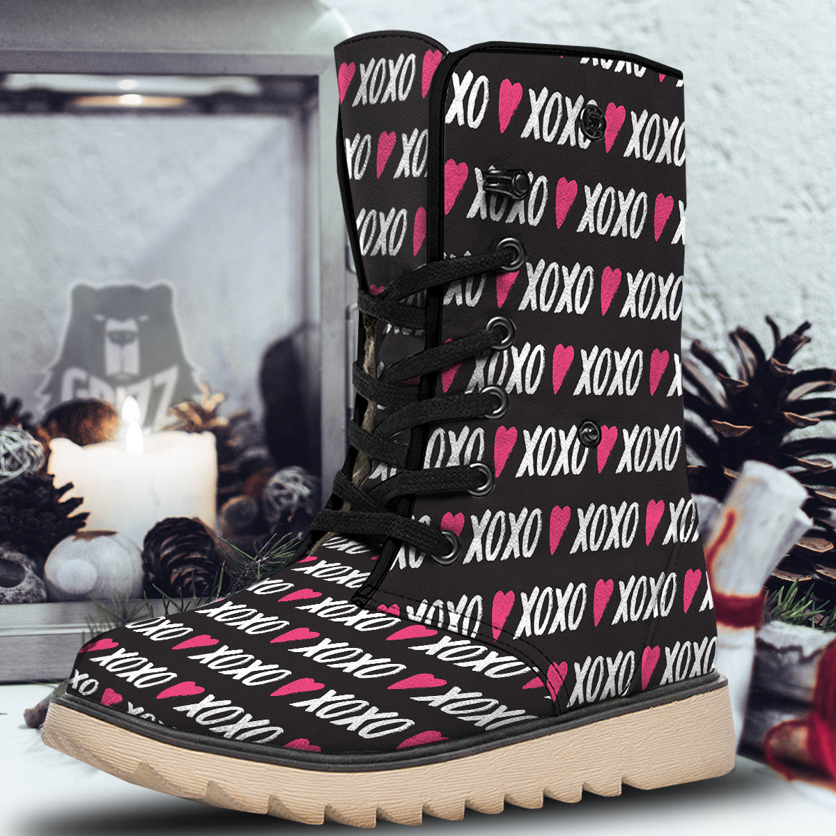 XOXO Valentine's Day Print Pattern Snow Boots-grizzshop