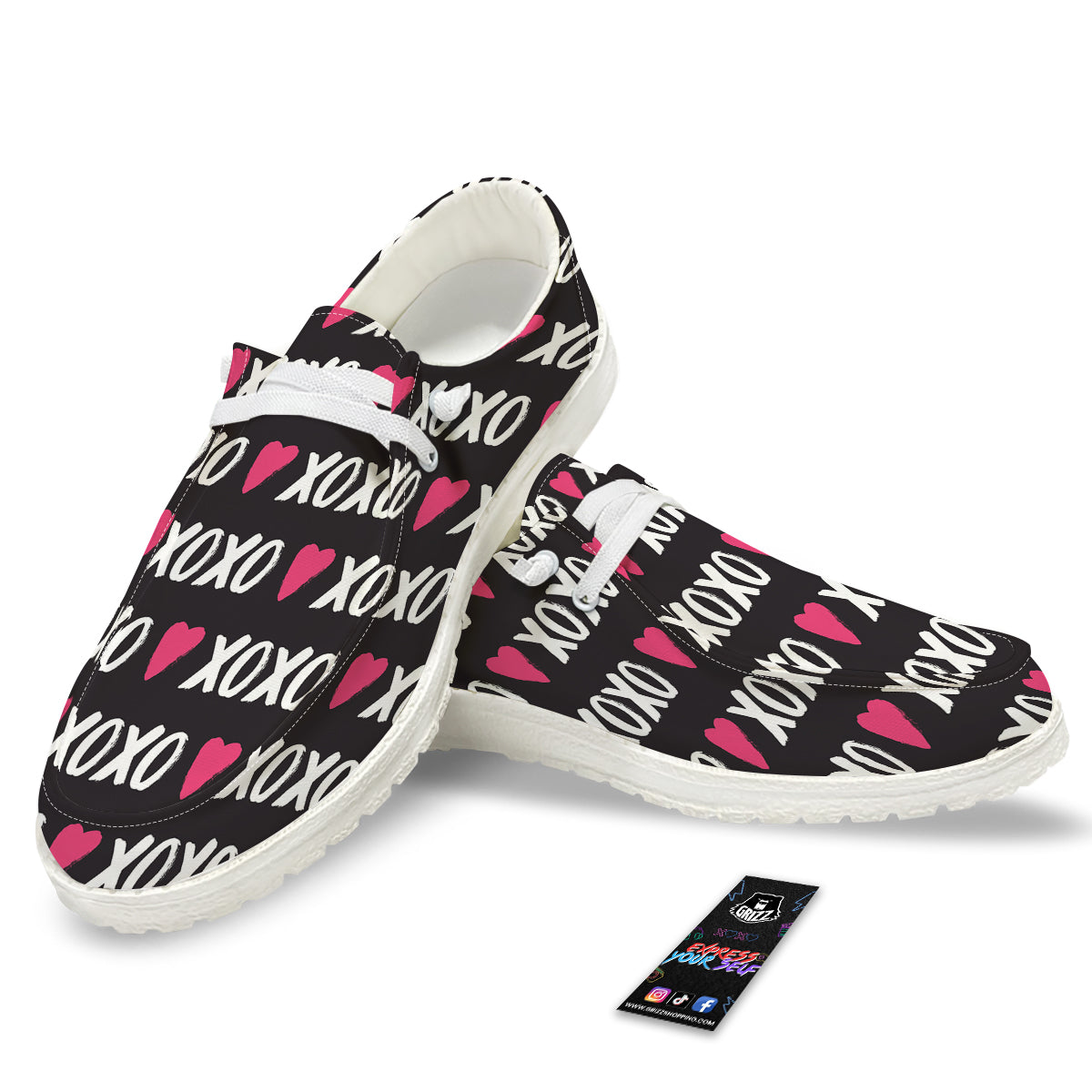 XOXO Valentine's Day Print Pattern White Loafers-grizzshop