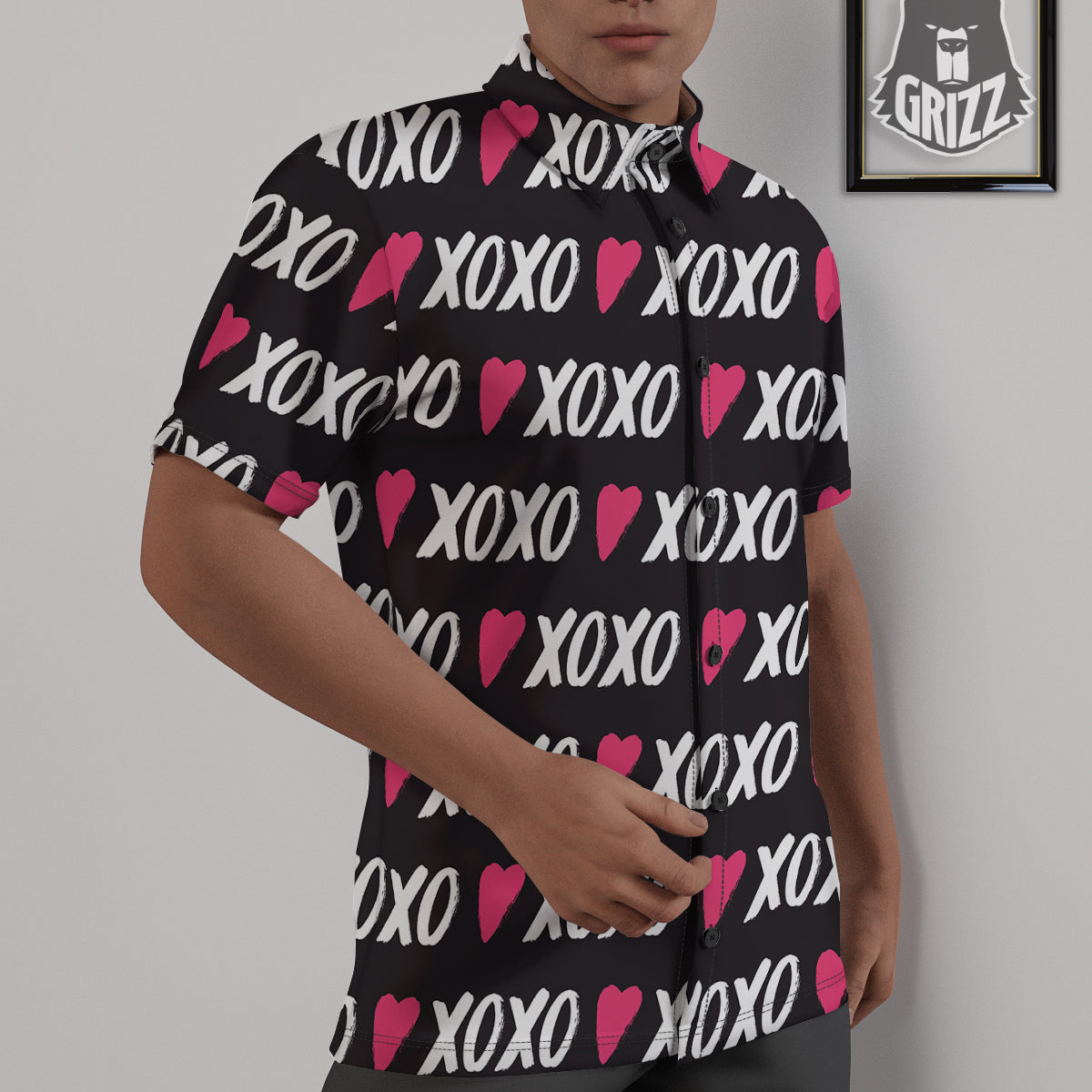 XOXO Valentine's Day Print Pattern Untucked Shirts-grizzshop