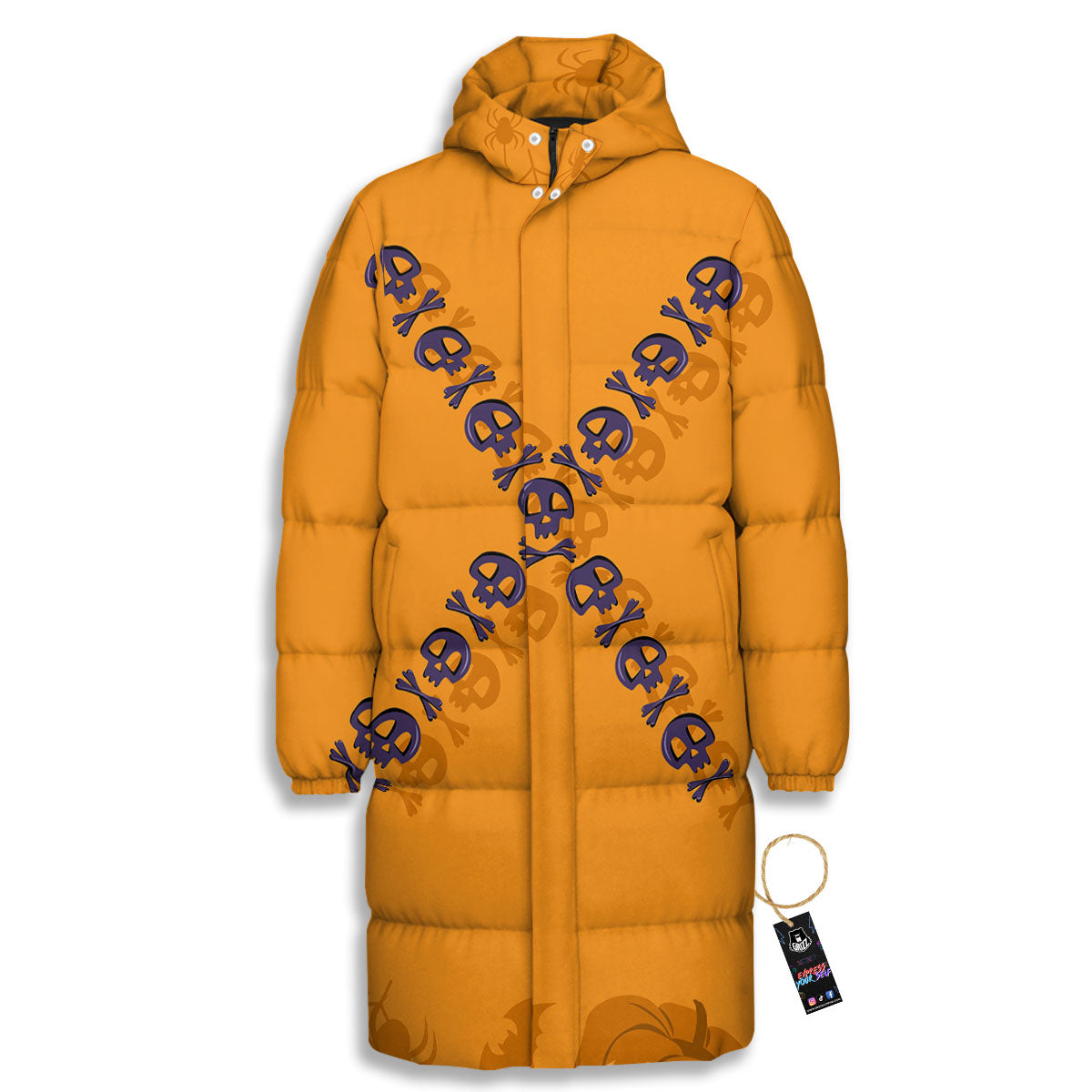 X Halloween Print Long Down Jacket