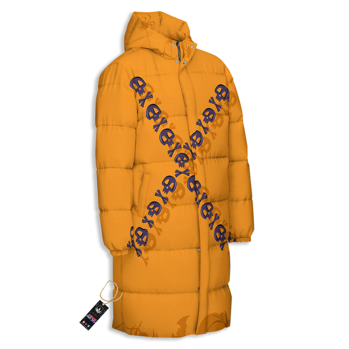 X Halloween Print Long Down Jacket
