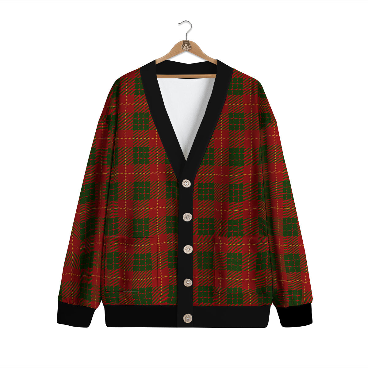 Xmas Plaid Print Pattern Cardigan-grizzshop