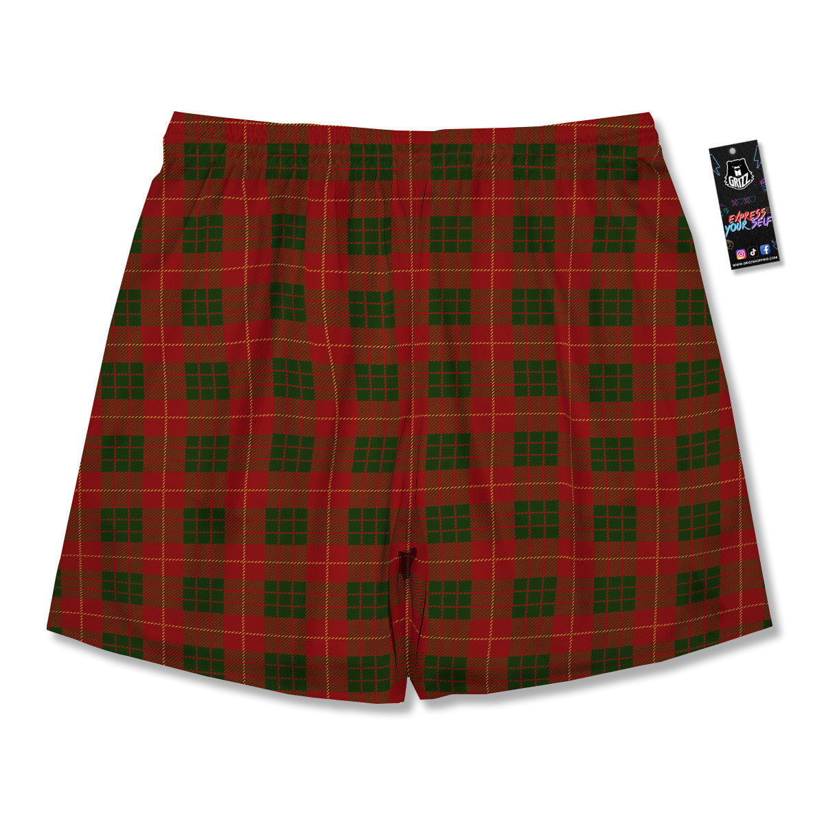 Xmas Plaid Print Pattern Men's Running Shorts-grizzshop