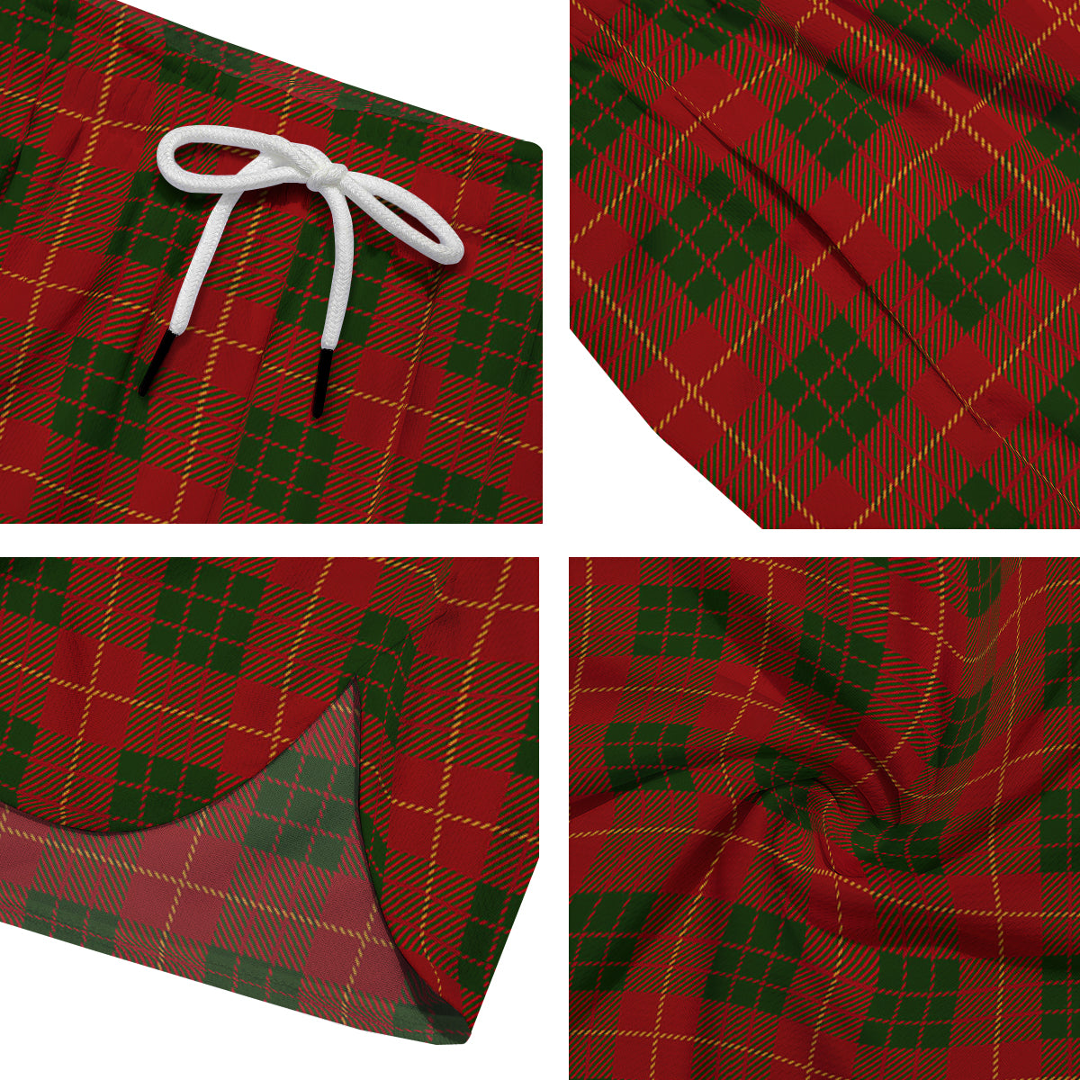 Xmas Plaid Print Pattern Men's Running Shorts-grizzshop