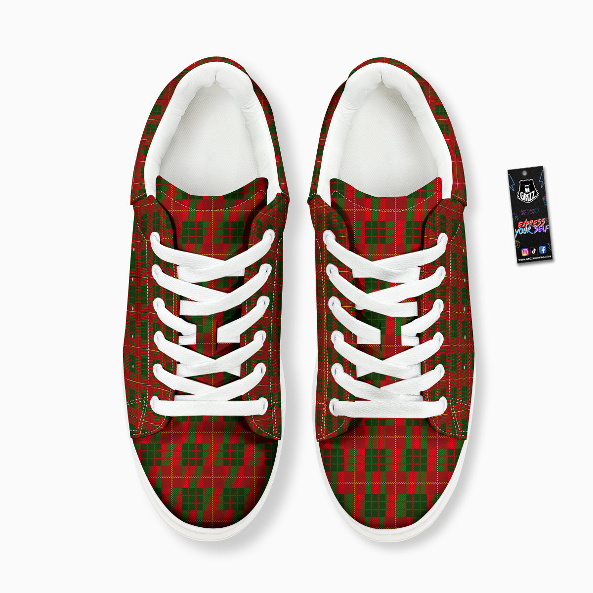Xmas Plaid Print Pattern Platform Shoes-grizzshop