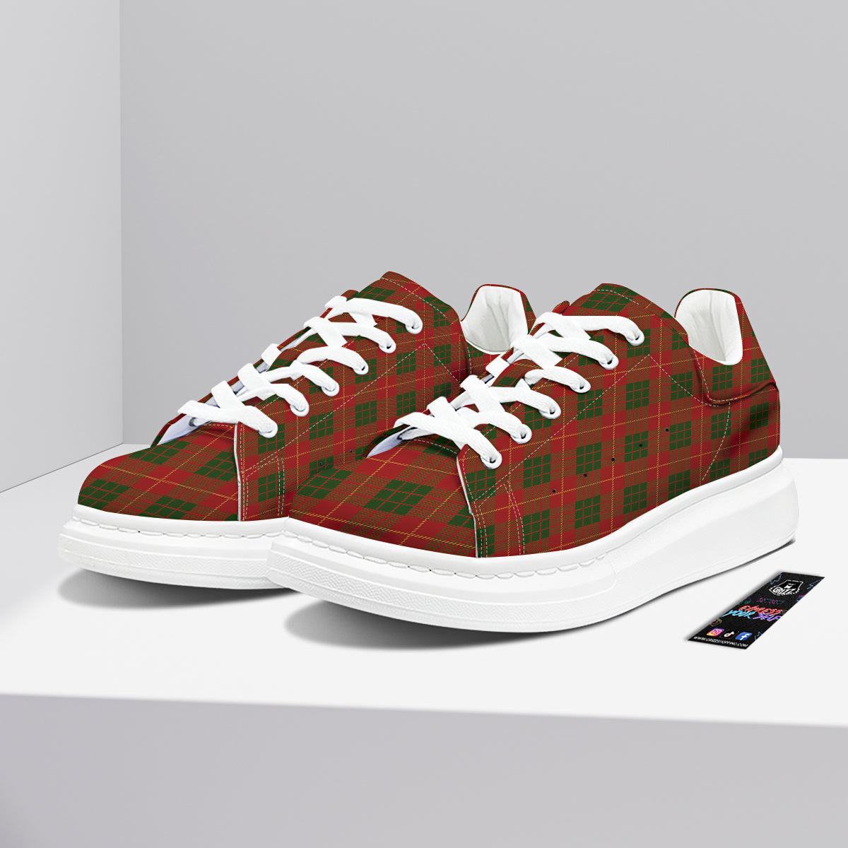 Xmas Plaid Print Pattern Platform Shoes-grizzshop