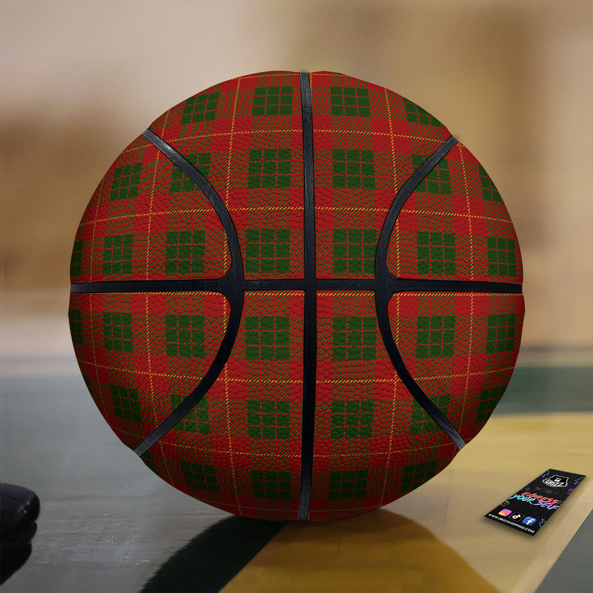 Xmas Plaid Print Pattern Basketball
