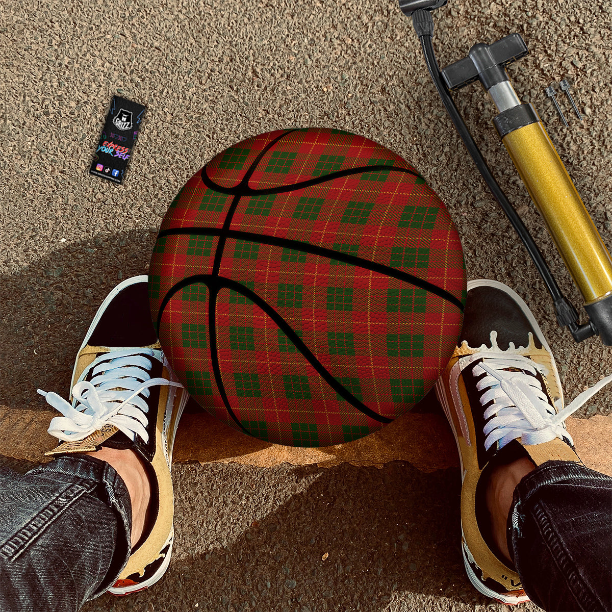 Xmas Plaid Print Pattern Basketball