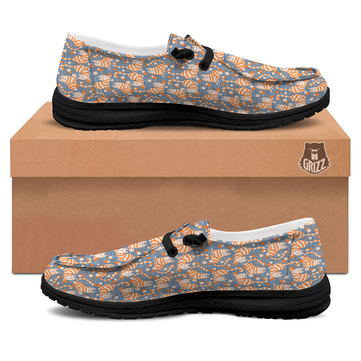Yarn Ball And Cat Print Pattern Black Loafers-grizzshop