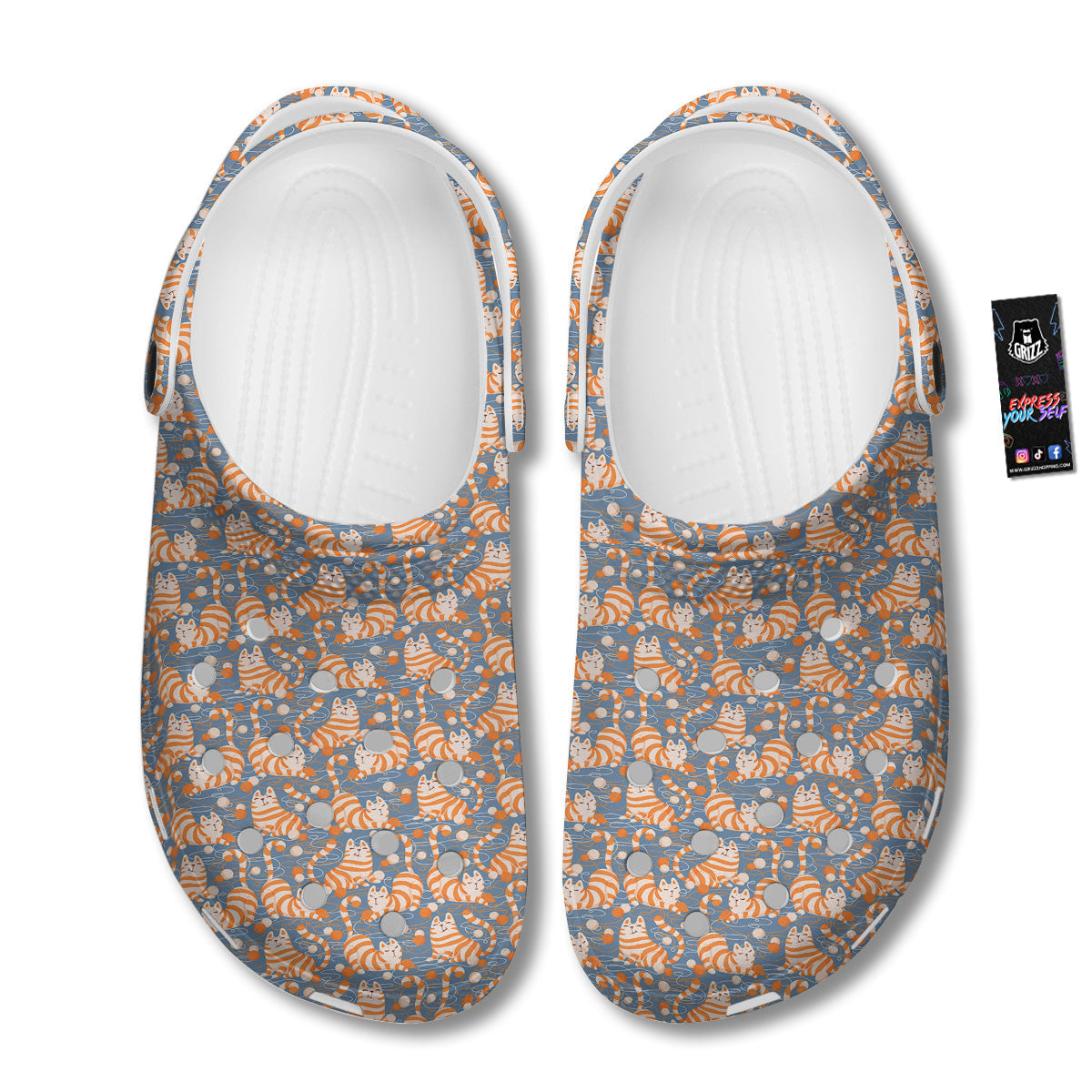 Yarn Ball And Cat Print Pattern Clog-grizzshop