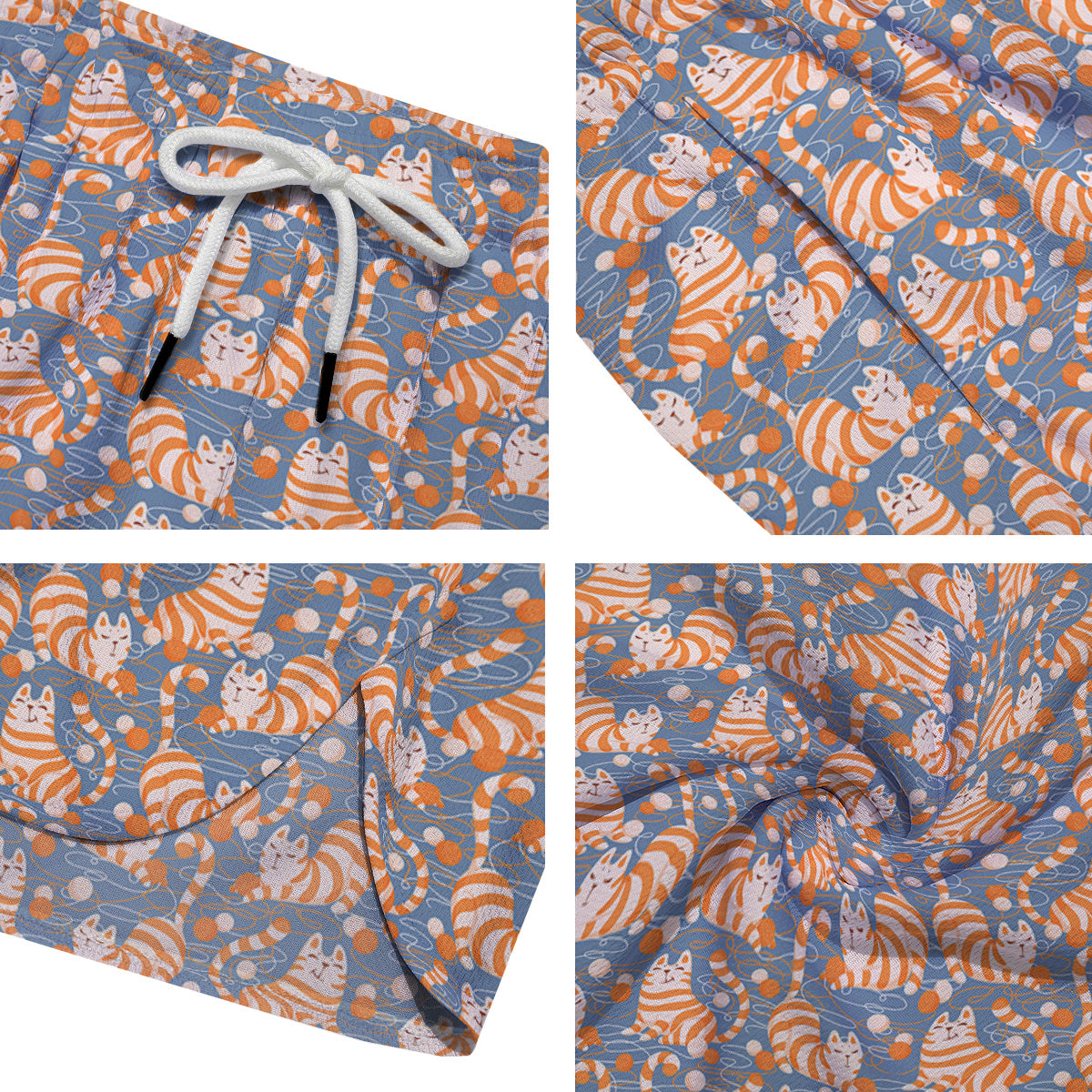 Yarn Ball And Cat Print Pattern Men's Running Shorts-grizzshop