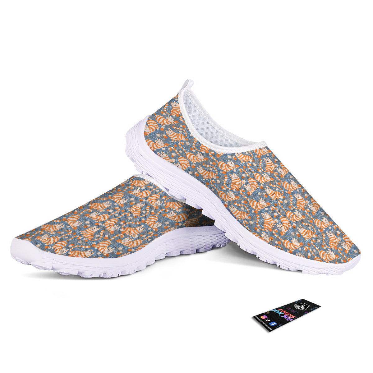 Yarn Ball And Cat Print Pattern Nurse Shoes-grizzshop