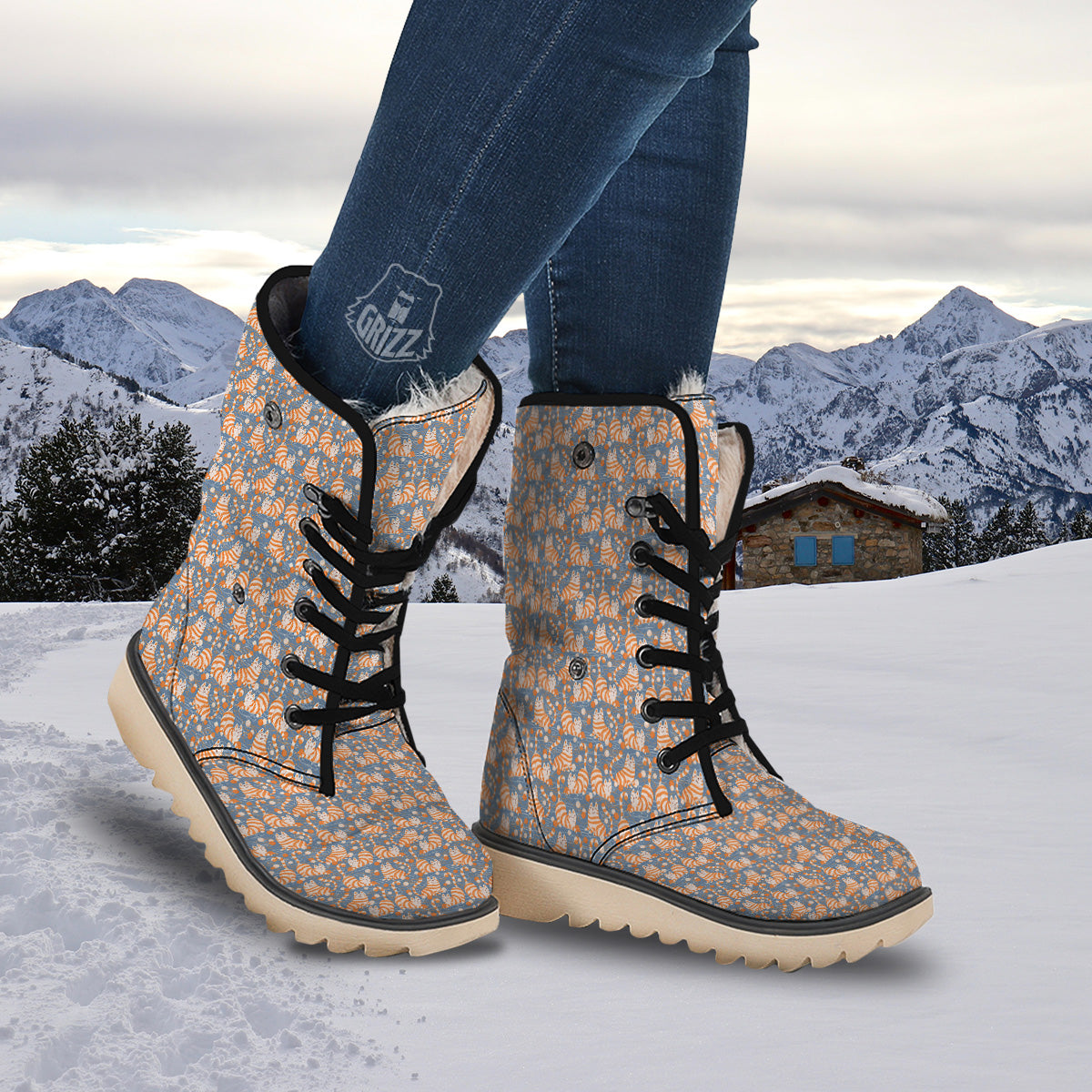 Yarn Ball And Cat Print Pattern Snow Boots-grizzshop
