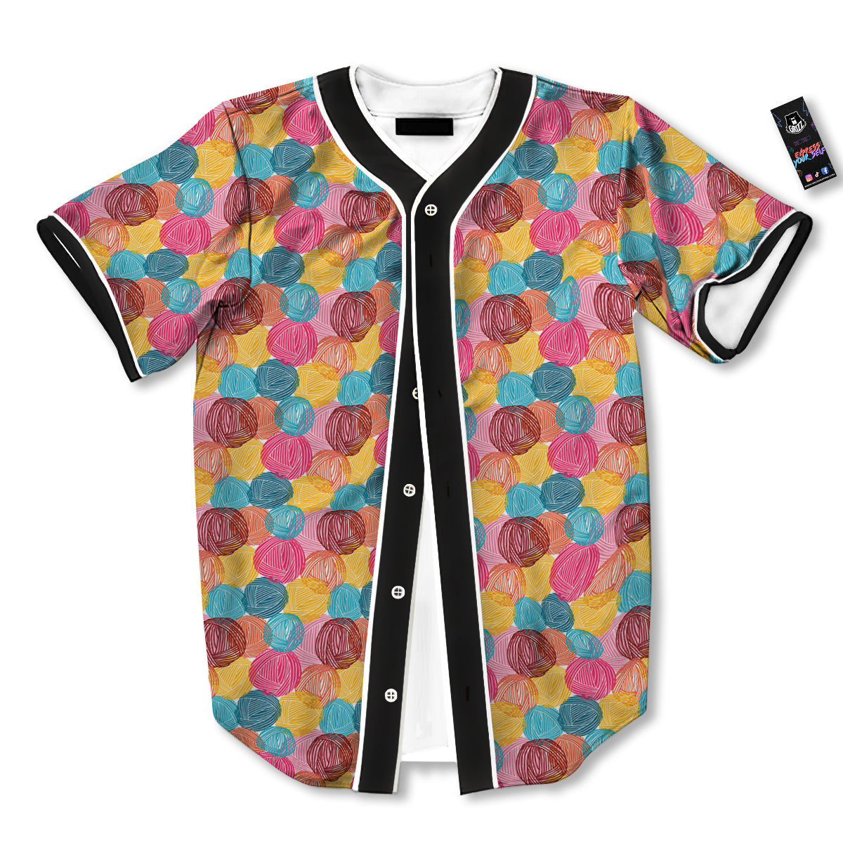 Yarn Balls Colorful Print Baseball Jersey-grizzshop