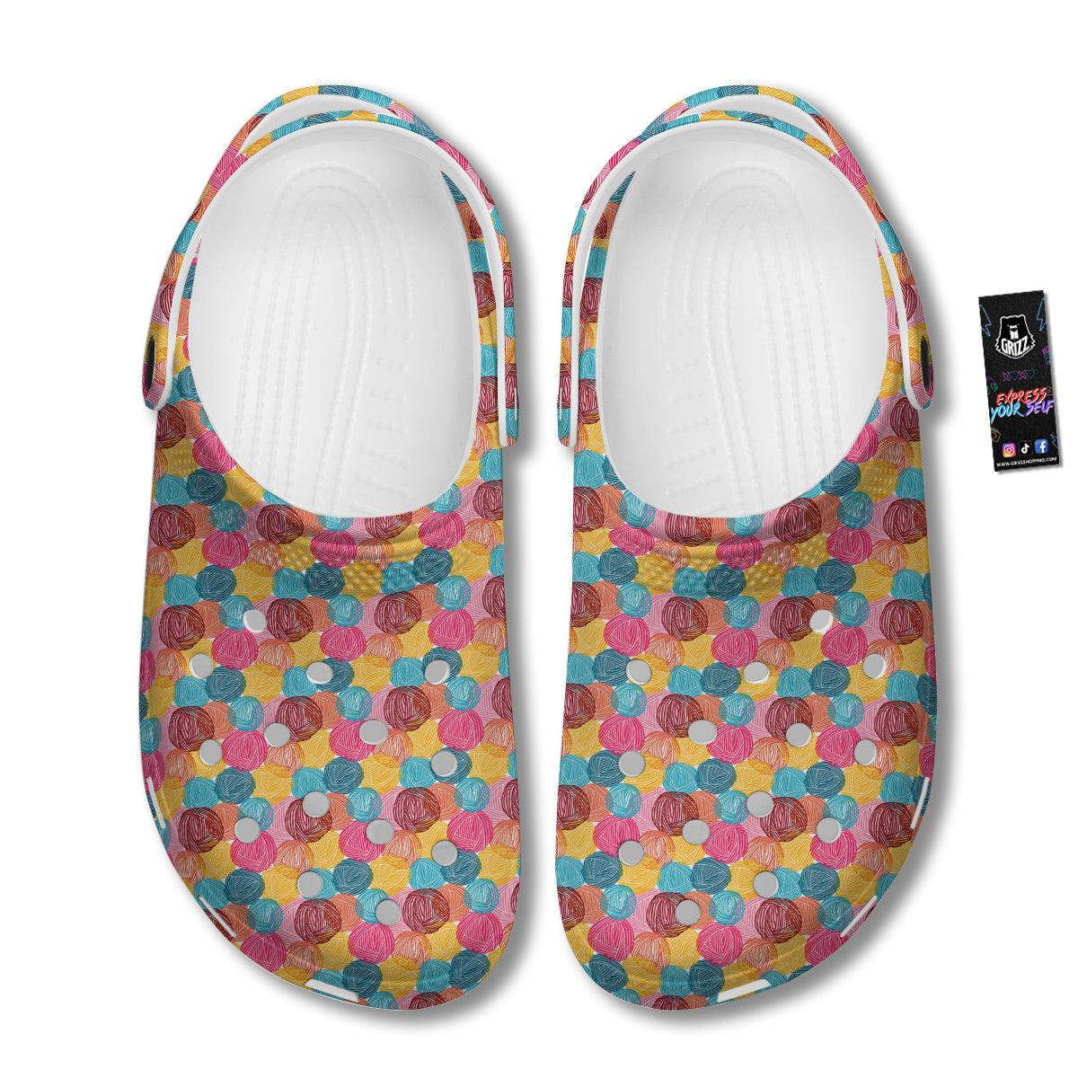 Yarn Balls Colorful Print Clog-grizzshop