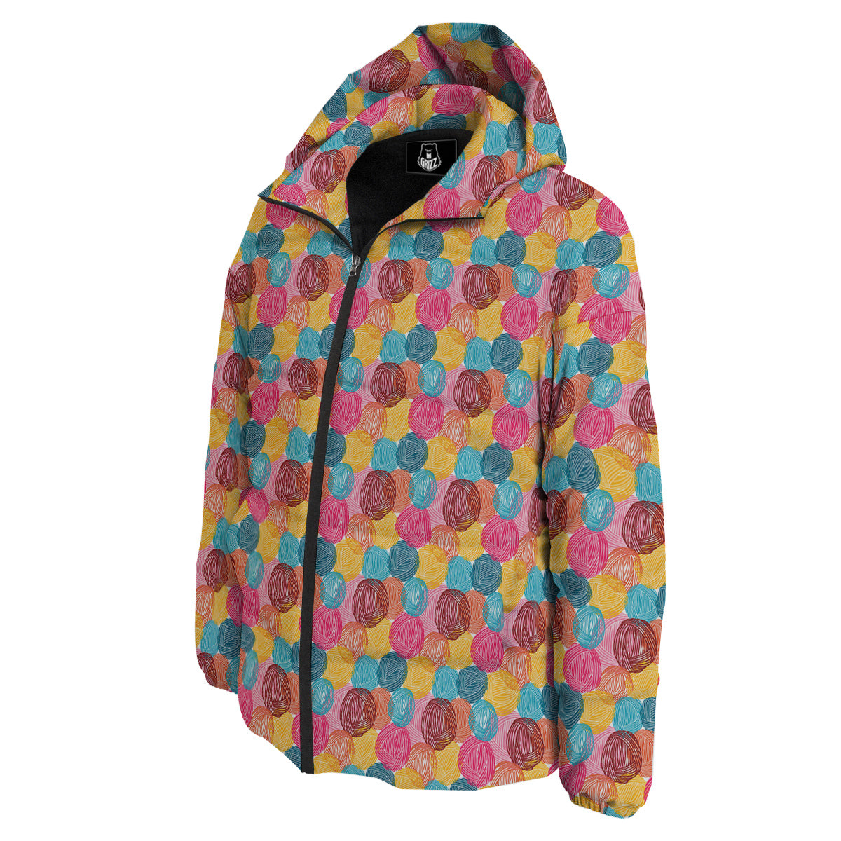 Yarn Balls Colorful Print Down Jacket-grizzshop
