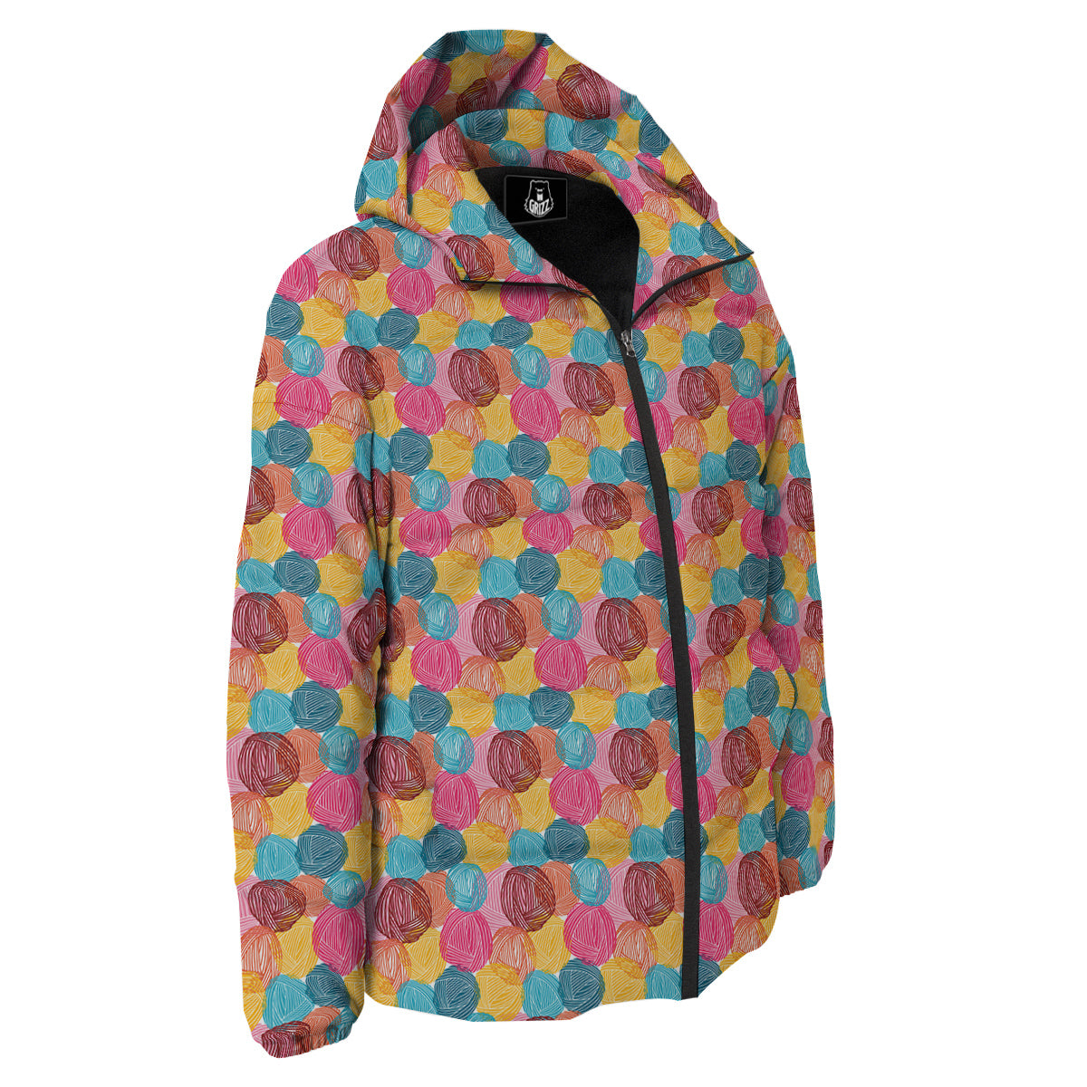 Yarn Balls Colorful Print Down Jacket-grizzshop