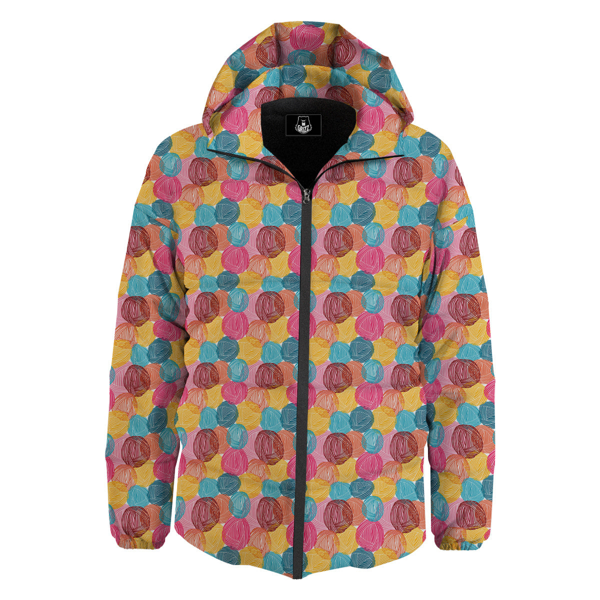 Yarn Balls Colorful Print Down Jacket-grizzshop