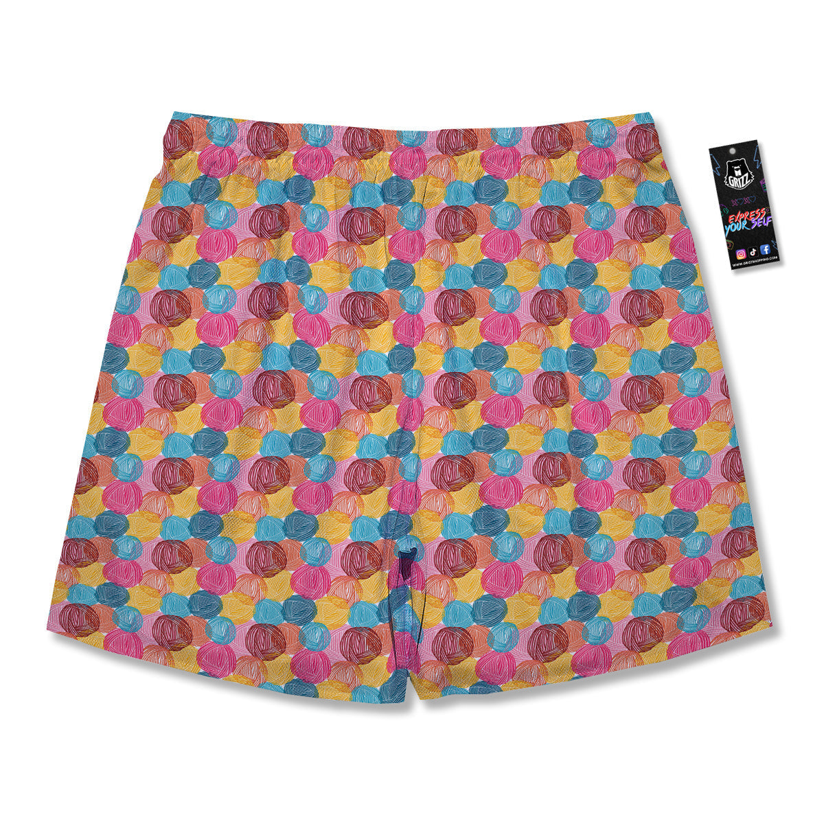 Yarn Balls Colorful Print Men's Running Shorts-grizzshop