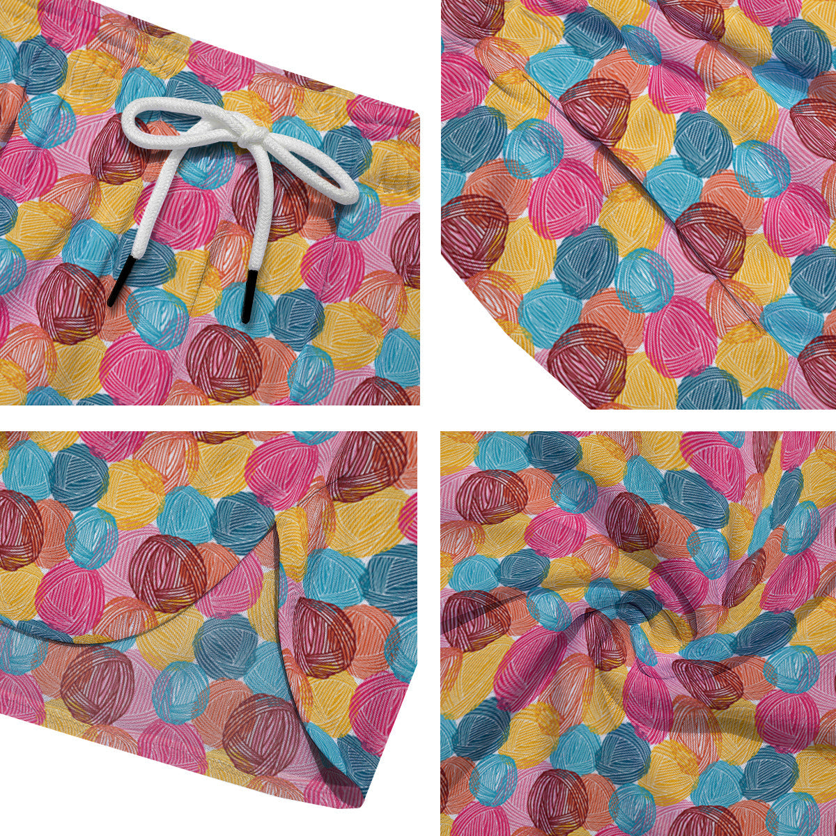 Yarn Balls Colorful Print Men's Running Shorts-grizzshop
