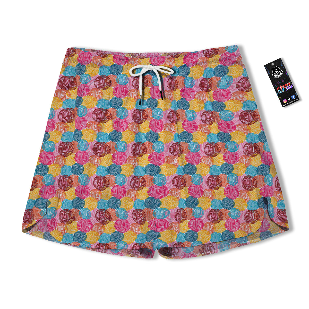 Yarn Balls Colorful Print Men's Running Shorts-grizzshop