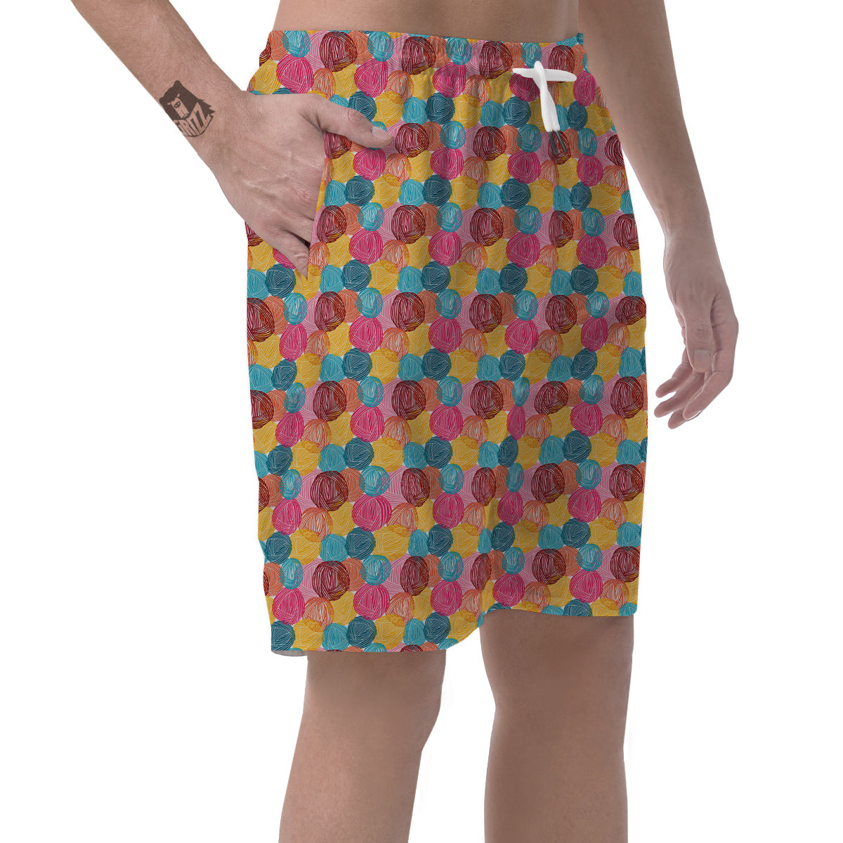 Yarn Balls Colorful Print Men's Shorts-grizzshop
