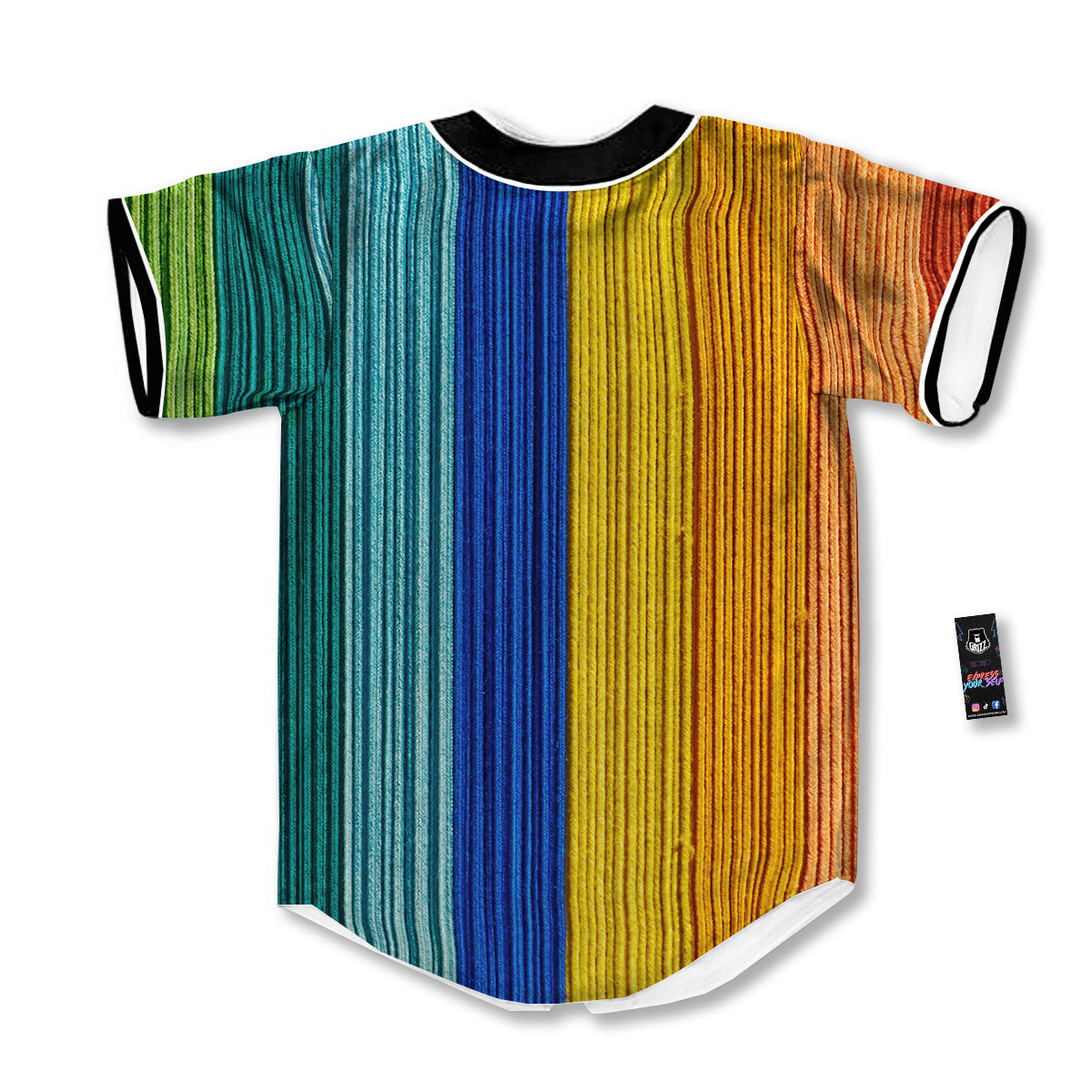 Yarn Colorful Print Baseball Jersey-grizzshop