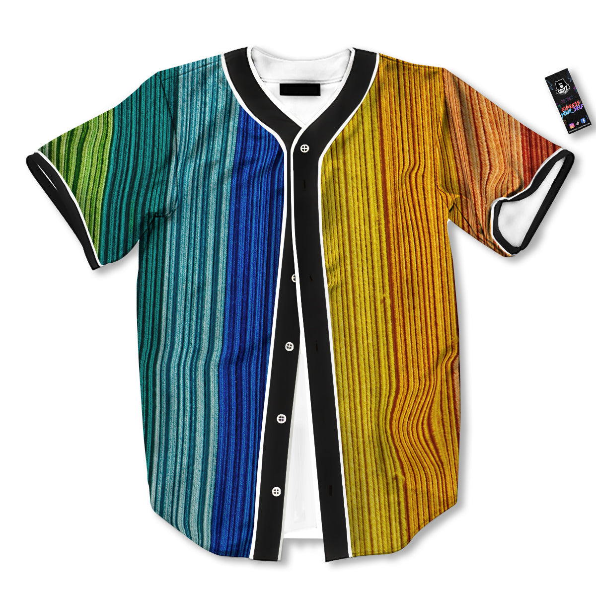 Yarn Colorful Print Baseball Jersey-grizzshop