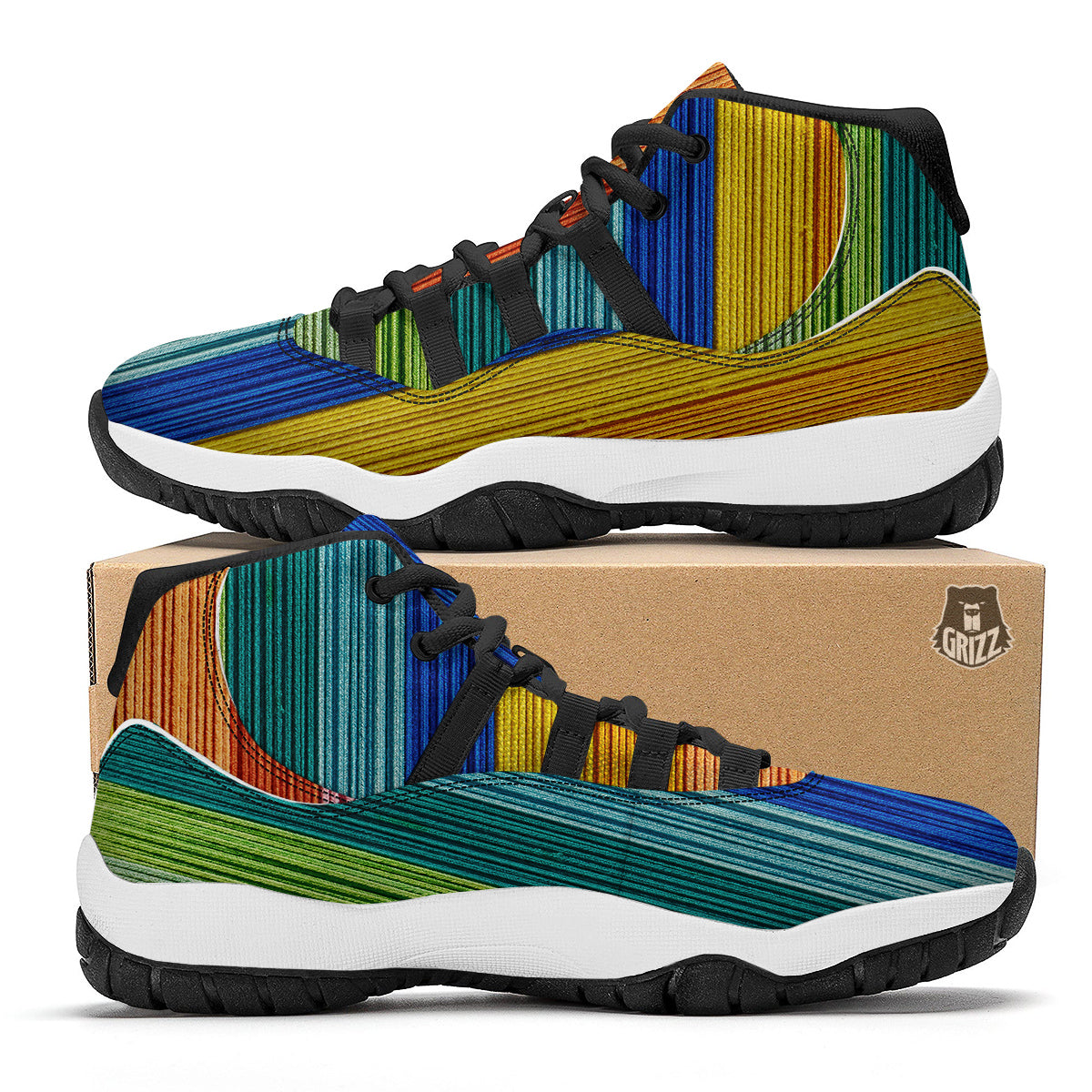 Yarn Colorful Print Black Bball Shoes-grizzshop