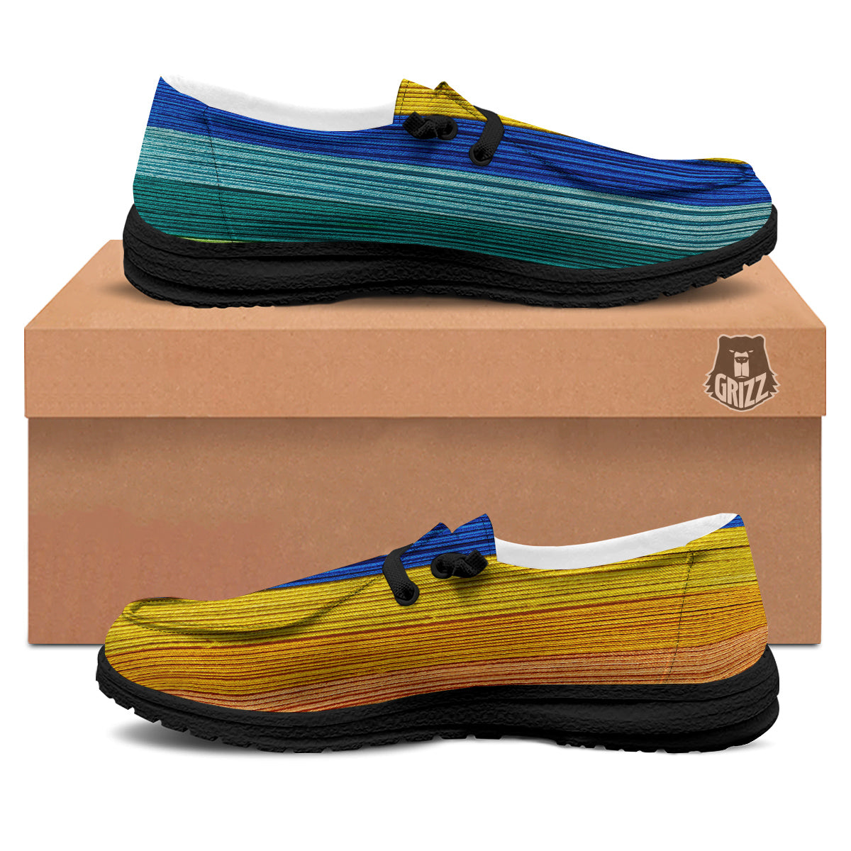 Yarn Colorful Print Black Loafers-grizzshop