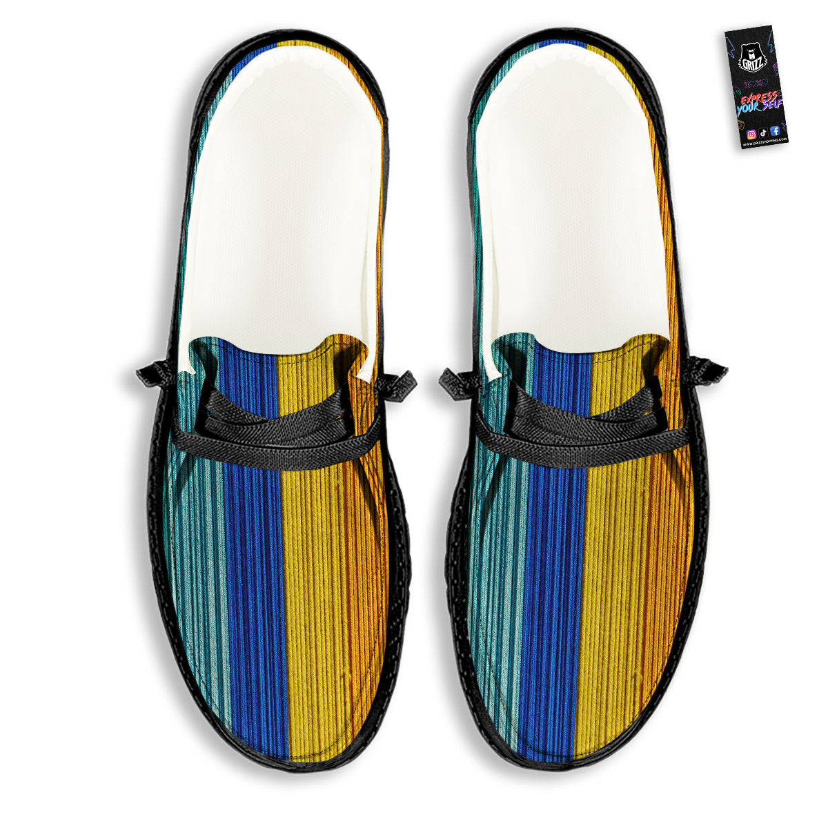 Yarn Colorful Print Black Loafers-grizzshop