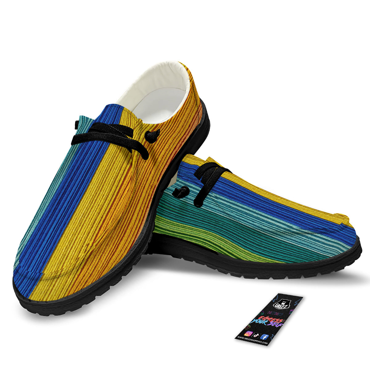 Yarn Colorful Print Black Loafers-grizzshop