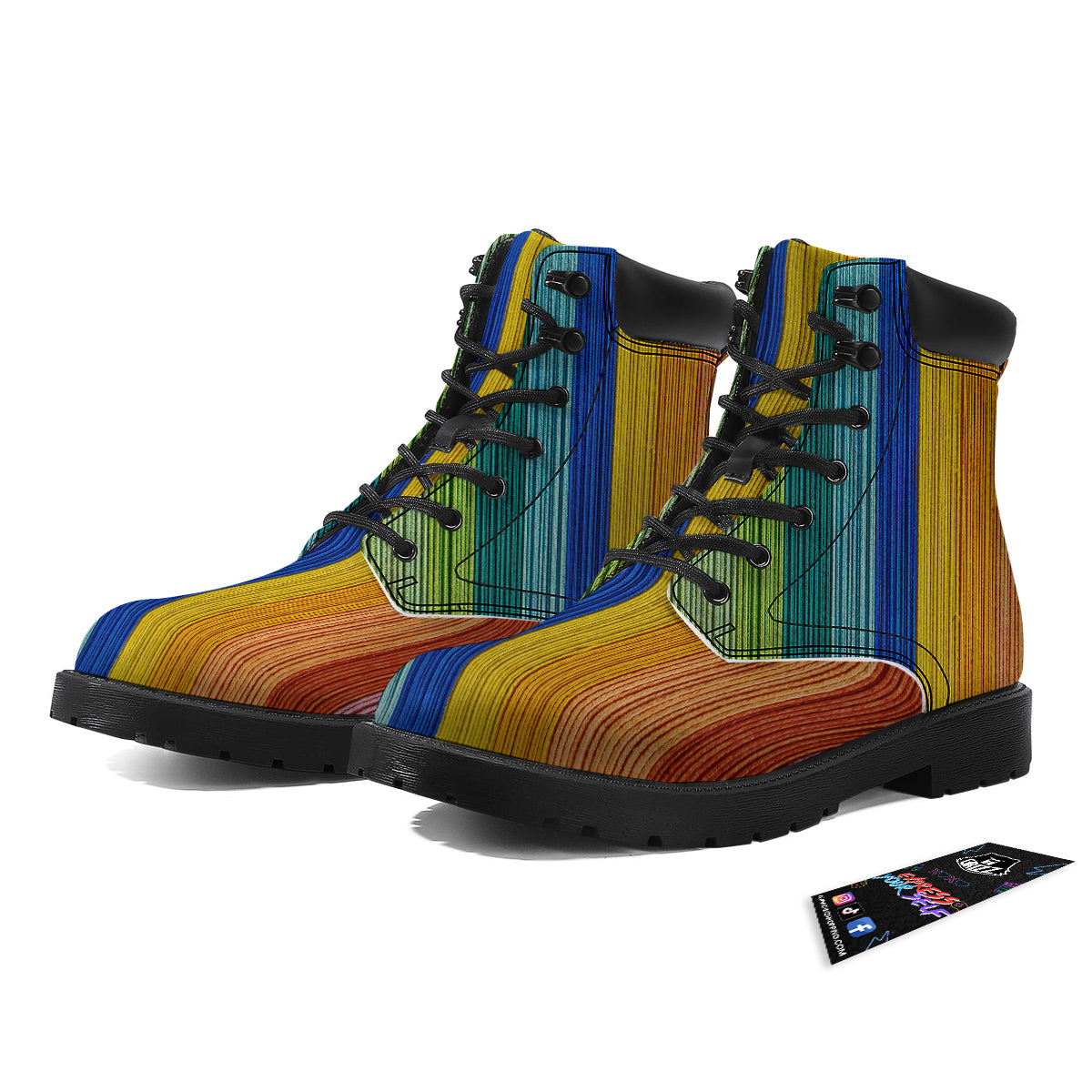 Yarn Colorful Print Boots-grizzshop