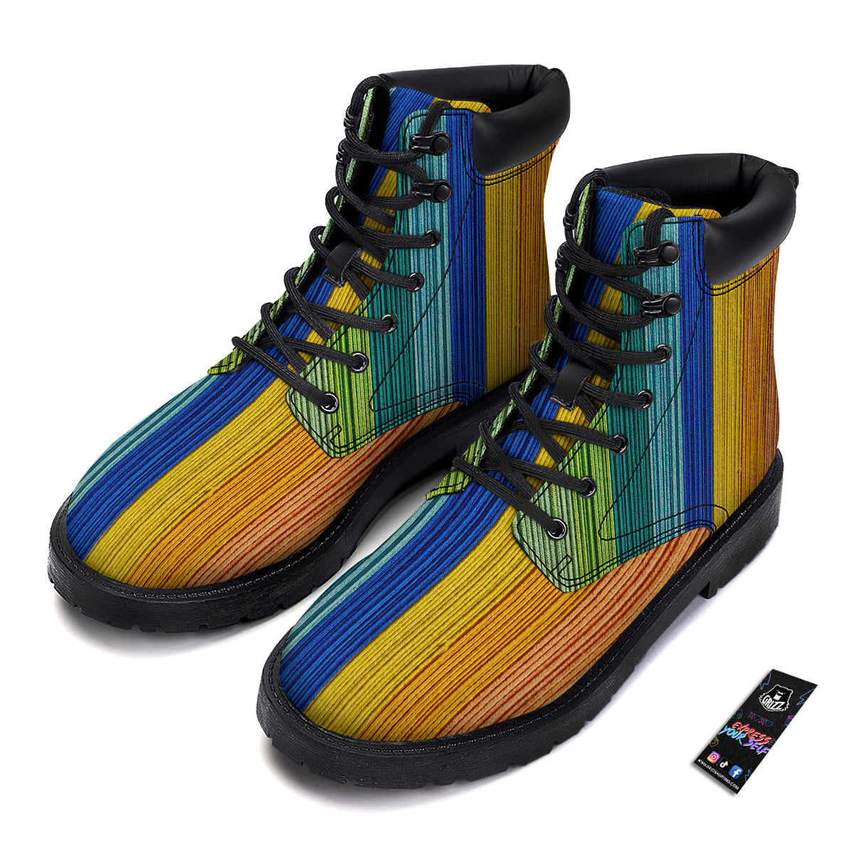 Yarn Colorful Print Boots-grizzshop