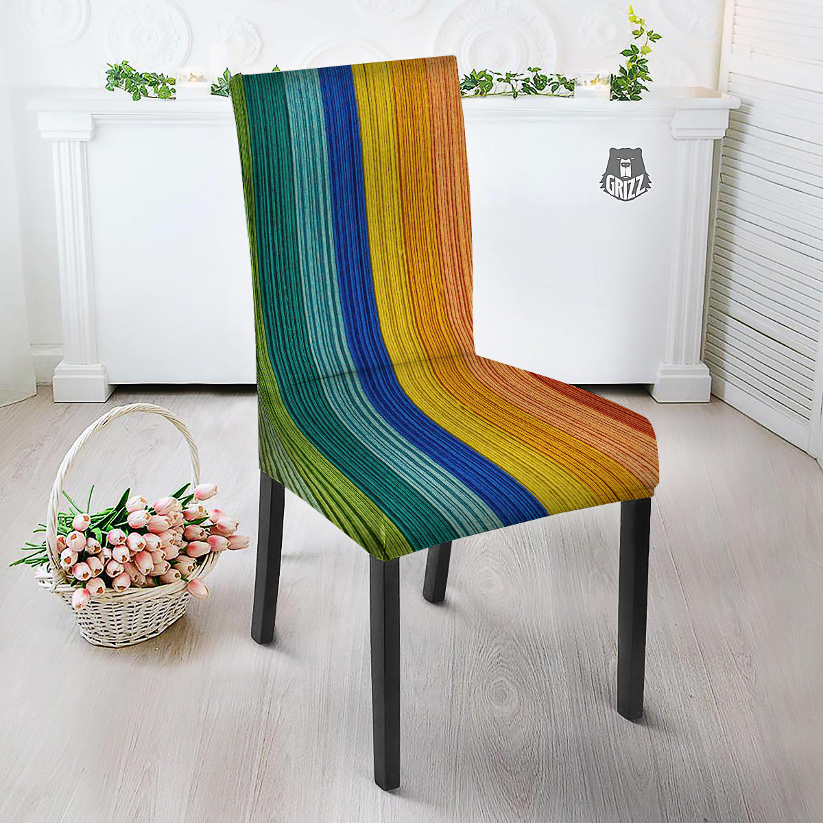 Yarn Colorful Print Dining Chair Slipcover-grizzshop