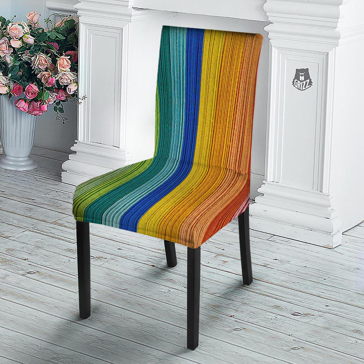 Yarn Colorful Print Dining Chair Slipcover-grizzshop