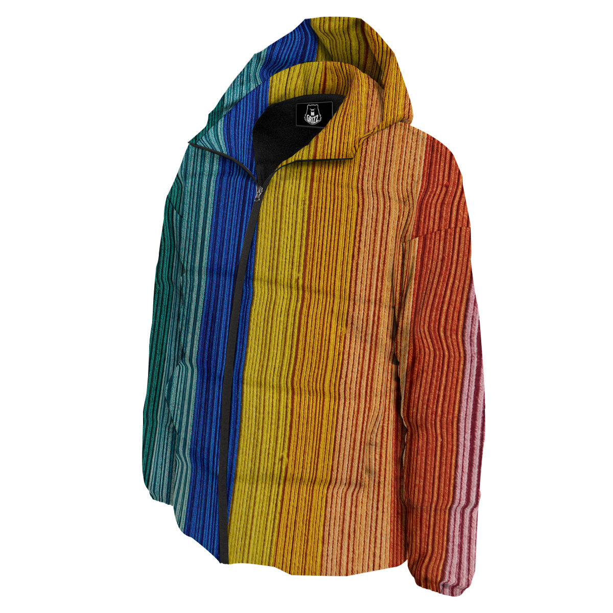 Yarn Colorful Print Down Jacket-grizzshop