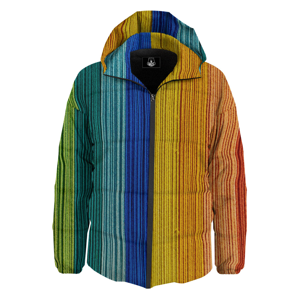Yarn Colorful Print Down Jacket-grizzshop
