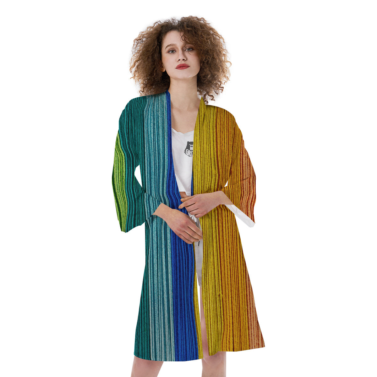 Yarn Colorful Print Kimono-grizzshop