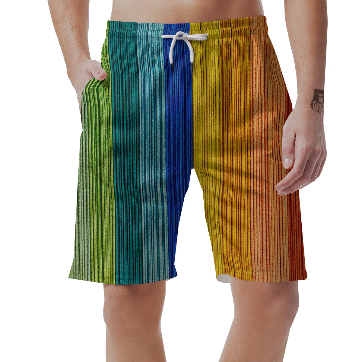Yarn Colorful Print Men's Shorts-grizzshop