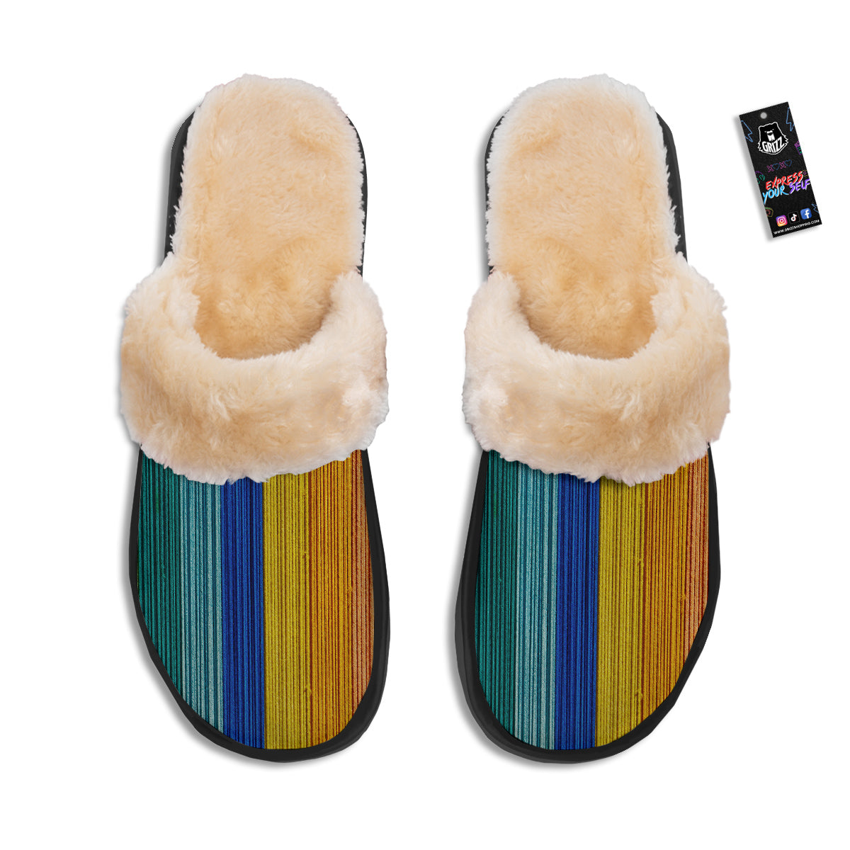 Yarn Colorful Print Slippers-grizzshop