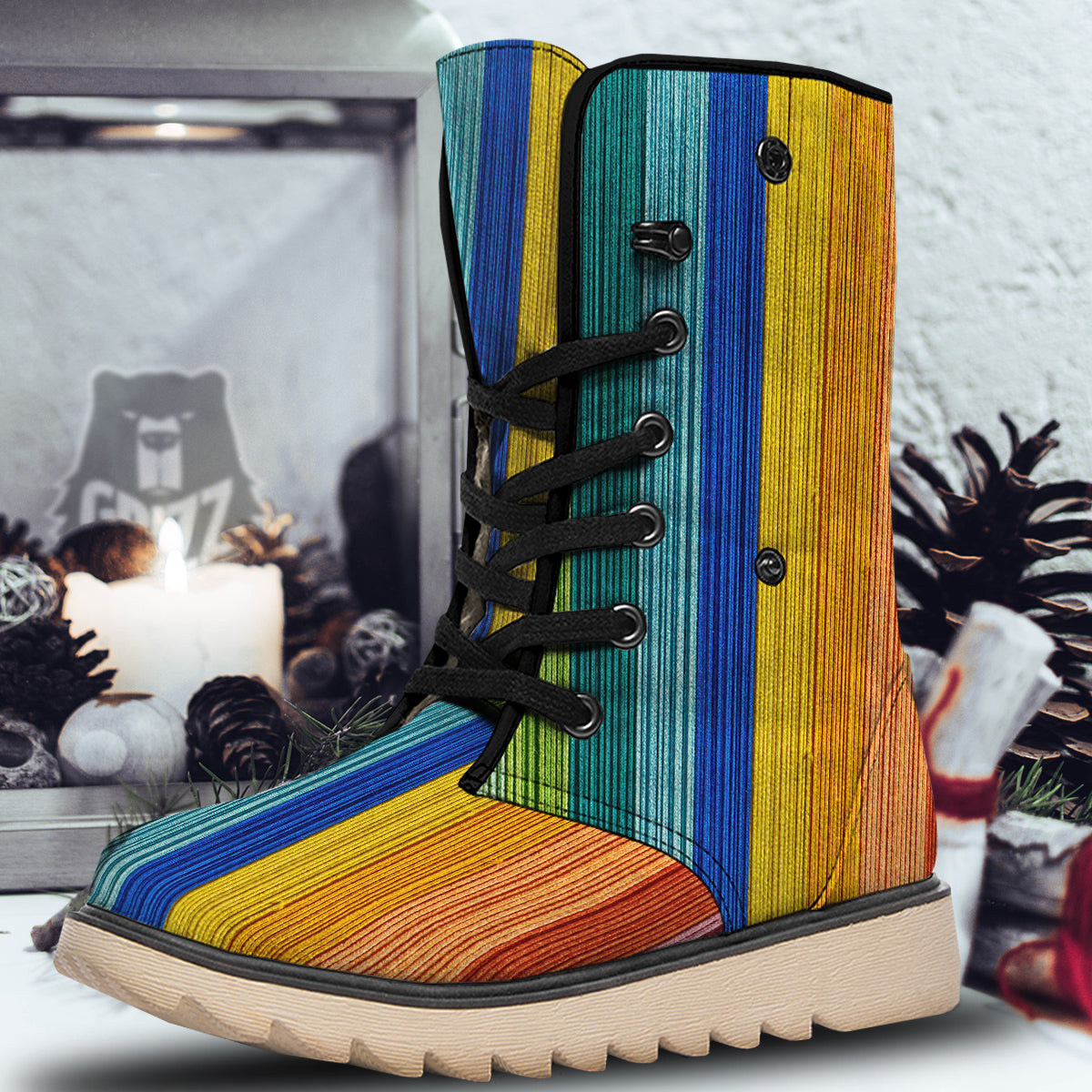 Yarn Colorful Print Snow Boots-grizzshop