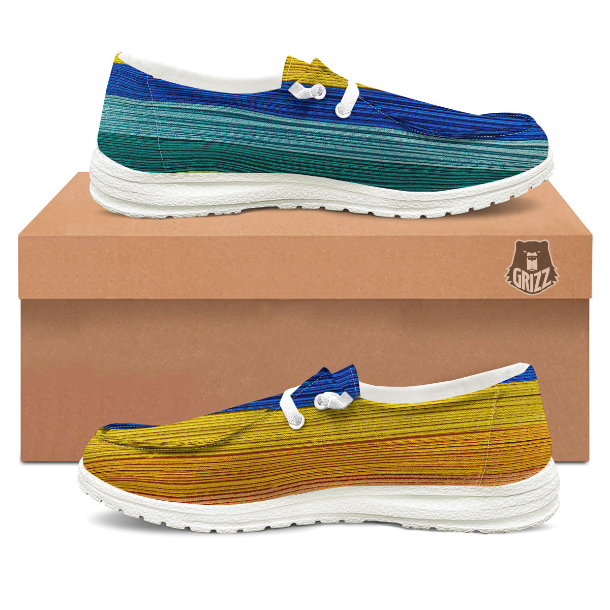Yarn Colorful Print White Loafers-grizzshop