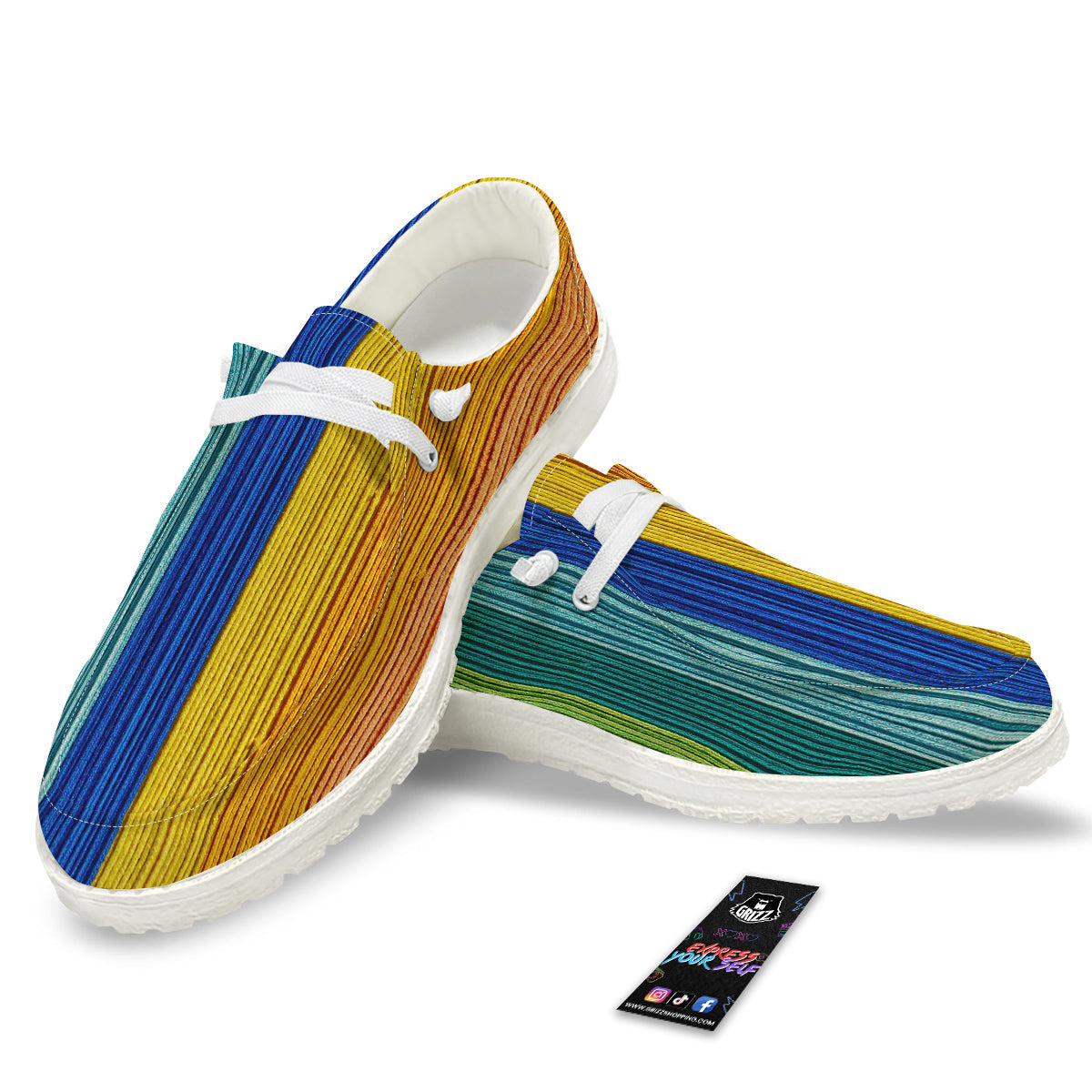 Yarn Colorful Print White Loafers-grizzshop