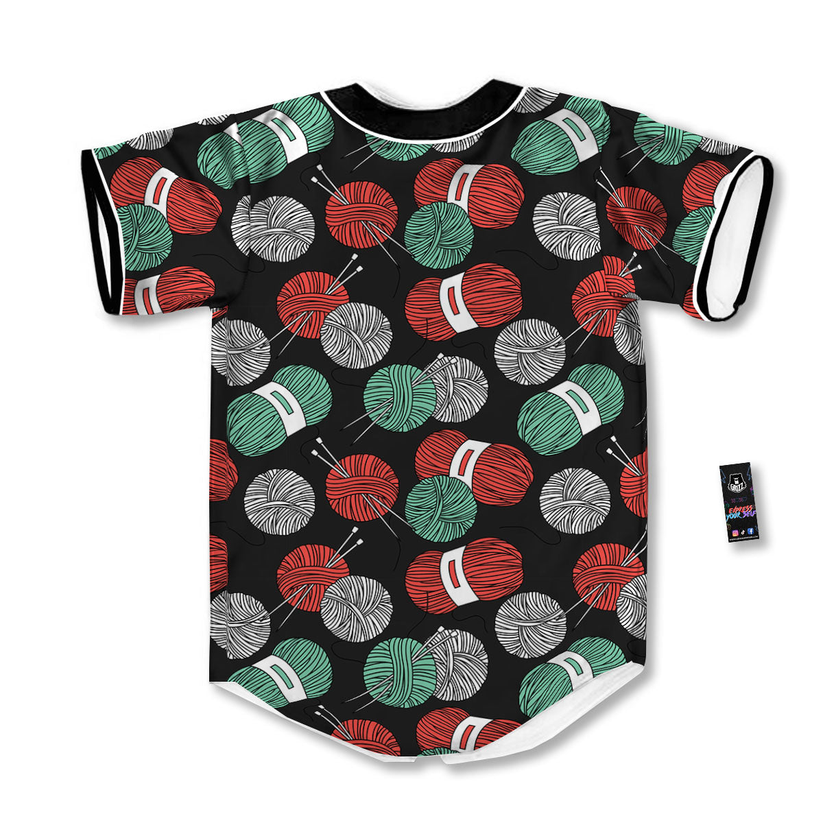 Yarn Knitting Print Pattern Baseball Jersey-grizzshop