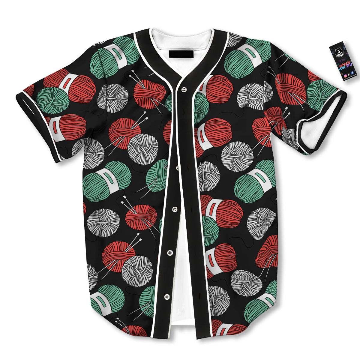 Yarn Knitting Print Pattern Baseball Jersey-grizzshop