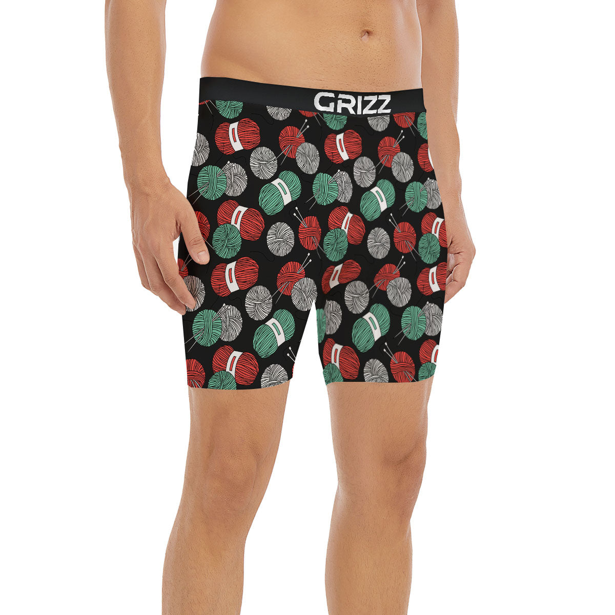 Yarn Knitting Print Pattern Boxer Briefs-grizzshop